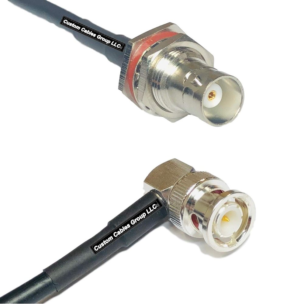 25 feet RG58 BNC Female Big Bulkhead to BNC Male Angle RF Pigtail Coaxial Cable