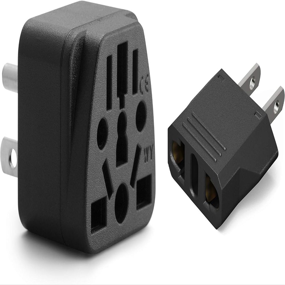 Europe to US Plug Adapter EU/UK/AU/CN/JP/Asia/Italy/Brazil to USA (Type A & B) American Travel Adapter and Converter, Wall Outlet Power Charger Converter (Black)