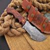 Damascus KE-01142-HK Custom and Handmade Steel Hunting Mini Tracker Knife with Wood Handle with Leather Sheath view 1