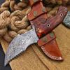 Damascus KE-01142-HK Custom and Handmade Steel Hunting Mini Tracker Knife with Wood Handle with Leather Sheath view 3