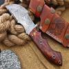Damascus KE-01142-HK Custom and Handmade Steel Hunting Mini Tracker Knife with Wood Handle with Leather Sheath view 4