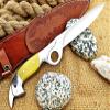 Damascus KE-01141-HK Custom and Handmade D2 Steel Hunting Tactical Knife with Steel Bolster and Micarta Handle with Leather Sheath view 4
