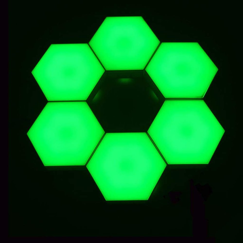 QFFL Paneles de luz led inteligentes Multicolor Modular Touch Light LED Light Panel Removable Hexagonal Wall Lamp Geometric Splicing Design Suitable for Cafes Restaurants KTV lmpara de pared