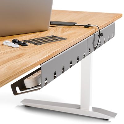 PAMO Cable Management Under Desk for Easy mounting Under-Table I Set of 2 - with 10X Cable Ties I Desk Organizer for Office/Home Office Table Thoughtful Cable Tray Holder