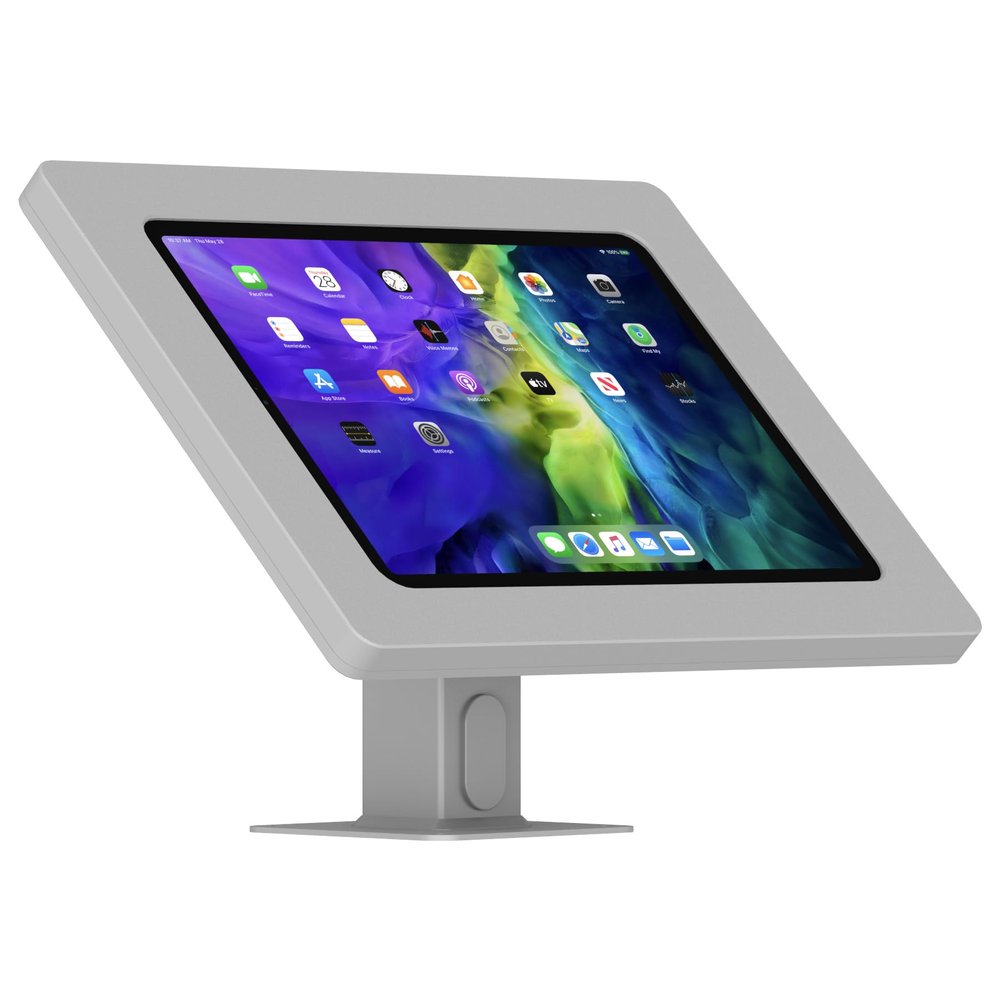 VidaMount Light Grey Exposed Rear Camera Enclosure and Rotating & Tilting Desk/Table Mount [Bundle] Compatible with iPad Pro 11" (1st/2nd/3rd/4th Gen), Air 10.9" (4th/5th Gen) & Air 11" (M2-M3)