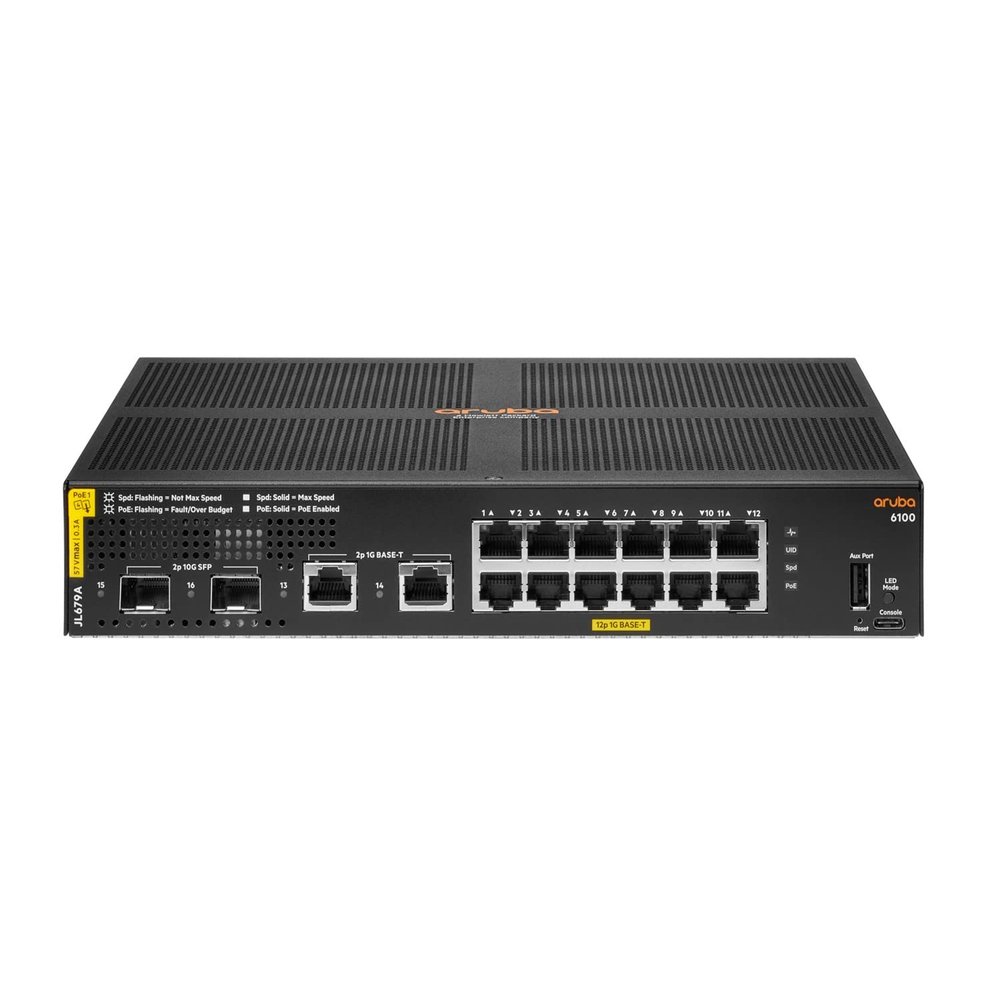 Aruba 6100 12G Class4 PoE 2G/2SFP+ 139W Switch - JL679A#ABB EU Localization/Cord