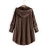 Andongnywell women's long-sleeved hooded faux fur one-piece fluffy oversized coat Round neck collar pocket warm (Coffee,XX-Large) view 2
