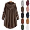 Andongnywell women's long-sleeved hooded faux fur one-piece fluffy oversized coat Round neck collar pocket warm (Coffee,XX-Large) view 3