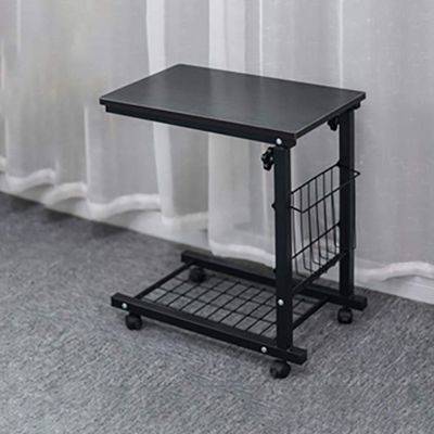 Bedside Laptop Table with Wheel Adjustable Notebook Stand Reading Holder Multi-Function Overbed Laptop Coffe Table Movable Laptop Desk (Hospital and Home Use) (Color : Black)