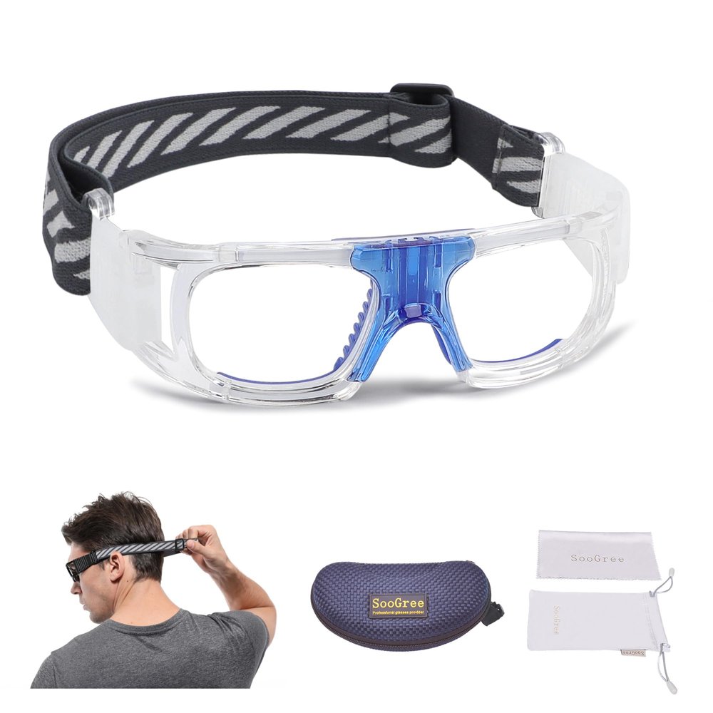 SooGree Basketball Soccer Football Sports Goggles Training Glasses Protective Eyewear Goggles Anti Fog Lens for Men Adults Safety Glasses (Blue)