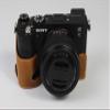 A7C Case, BolinUS Handmade PU Leather Half Camera Case Bag Cover Bottom Opening Version for Sony Alpha A7C with Hand Strap (Brown) view 1