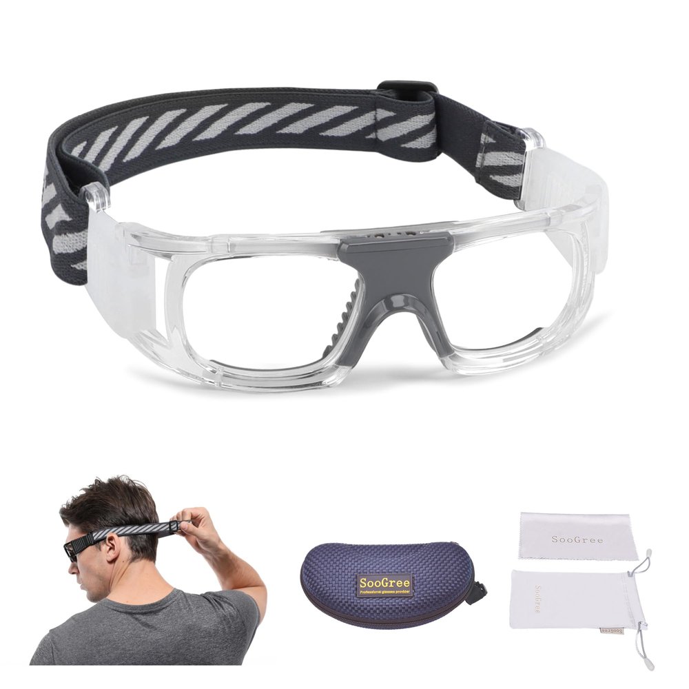 SooGree Basketball Soccer Football Sports Goggles Training Glasses Protective Eyewear Goggles Anti Fog Lens for Men Adults Safety Glasses (Gray)