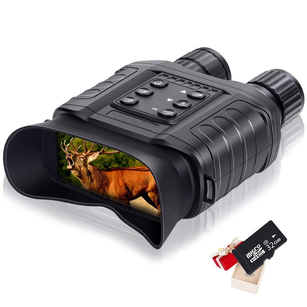 Digital Infrared Night Vision Binoculars 4X20 Zoom 1640 ft Viewing Range IR Camera with 4" LCD Screen Take High-Definition Photos Videos Features for Hunting Surveillance with 32GB TF Card