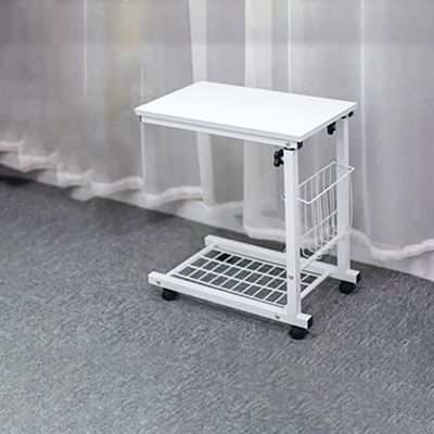 Bedside Laptop Table with Wheel Adjustable Notebook Stand Reading Holder Multi-Function Overbed Laptop Coffe Table Movable Laptop Desk (Hospital and Home Use) (Color : White)