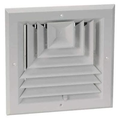 8" Square 3-Way Multilouver Ceiling Diffuser, White