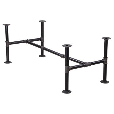 MUZIK Industrial Pipe Table Legs Set - Dark Grey Rough Pipes Iron Base Legs for Coffee & End Tables, Desks, Nightstand - Vintage, Mid-Century Modern Aesthetic - 16 inch