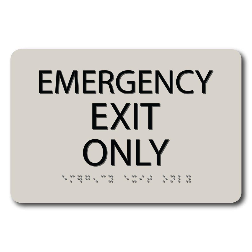 The Sign Studio - 4" x 5" - ASH/Black - ADA - Emergency Exit Sign with Tactile & Braille