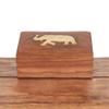 Ajuny Handmade Wooden Small Case Holder with Brass Elephant Inlay Jewelry Box for Earrings, Rings, and Watches Decorative Gift Box 4x3x2 Inches view 2
