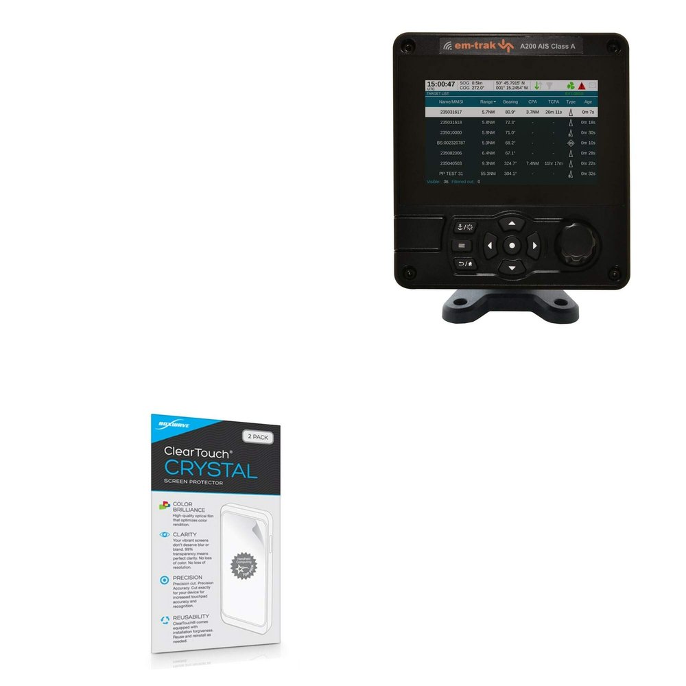BoxWave Screen Protector Compatible with em-trak A200 - ClearTouch Crystal (2-Pack), HD Film Skin - Shields from Scratches