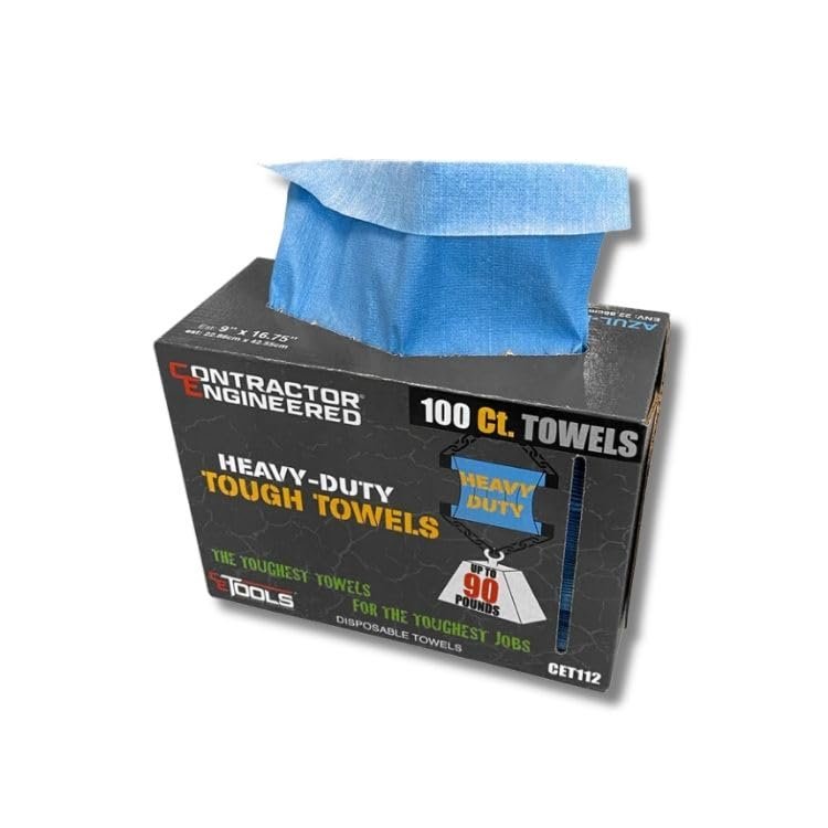 CE TOOLS Tough Shop Towels  Heavy Duty Blue Paper Towels, 100 Sheets, 9"x16.75"  Durable Garage, Auto, Mechanic, Construction & Cleaning Wipes