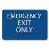 The Sign Studio - 4" x 5" - Blue/White - ADA - Emergency Exit Only Sign with Tactile & Braille view 1