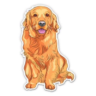 Golden Retriever Dog - 3" Vinyl Sticker - for Car Laptop Water Bottle Phone - Waterproof Decal