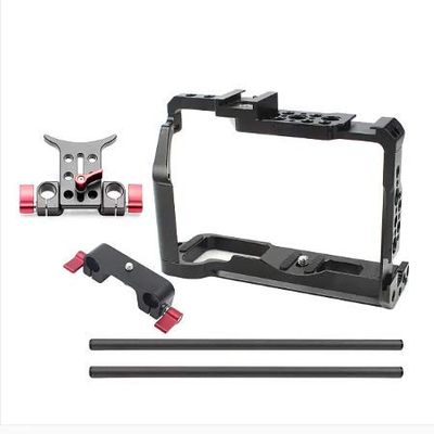 BGNing CNC Camera Cage Rig 15mm Rail Rod Clamp Follow Focus System Support Compatible with X-T3 /XT3 /XT2 /X-T2 SLR Photography Stabilizer (with Rail Tubes B)