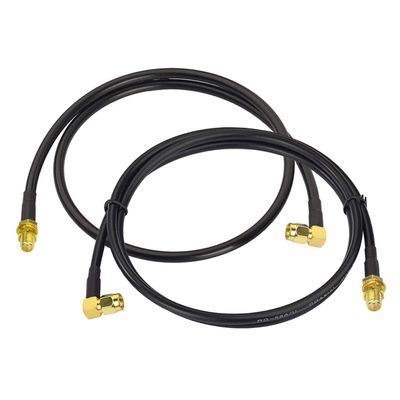 BINGFU Ham Radio Antenna Extension Relocation Cable SMA Male Right Angle to Female RG58 Coaxial Cable 1m 3 feet (2-Pack) for BaoFeng Yaesu Vertex Standard Horizon Marine VHF Ham Radio