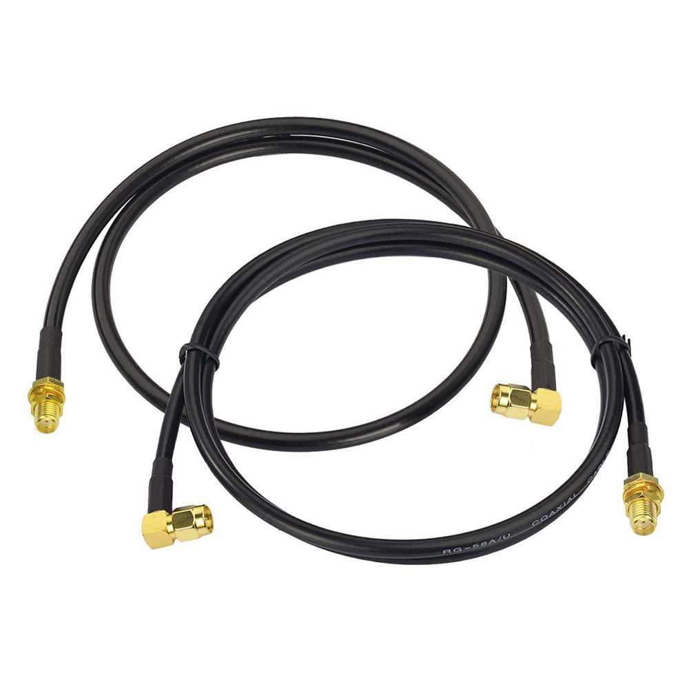 BINGFU Ham Radio Antenna Extension Relocation Cable SMA Male Right Angle to Female RG58 Coaxial Cable 1m 3 feet (2-Pack) for BaoFeng Yaesu Vertex Standard Horizon Marine VHF Ham Radio