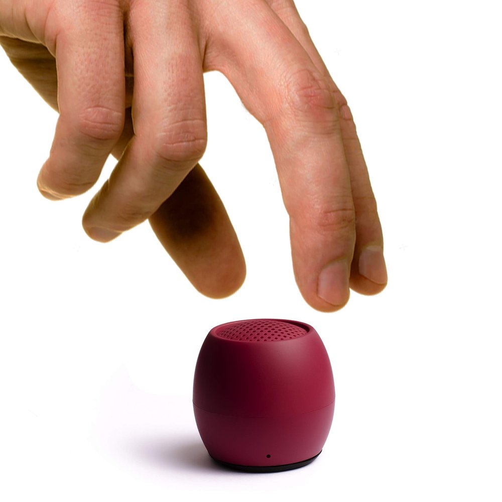 BoomPods Zero Bluetooth Speaker - Powerful Waterproof Mini Speakers with Dual Pairing Option & Wireless Mic with Big Sound (Burgundy)