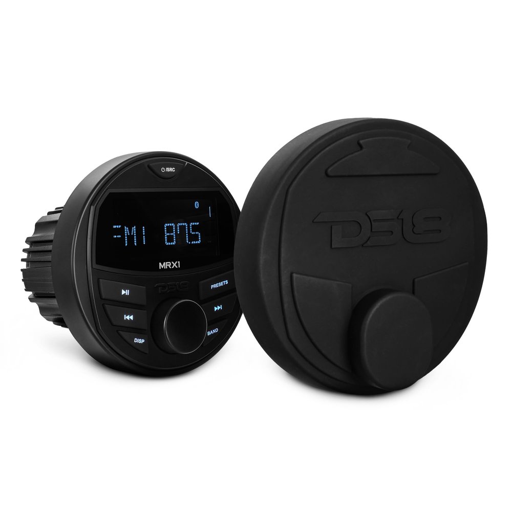 DS18 Hydro MRX1 Marine Radio Headunit LCD Screen, Bluetooth, IP65 Waterproof Weatherproof, AM FM Radio, USB, 1 Zones, 4 Volts Preamp Outputs, RDS 4X40 Watts