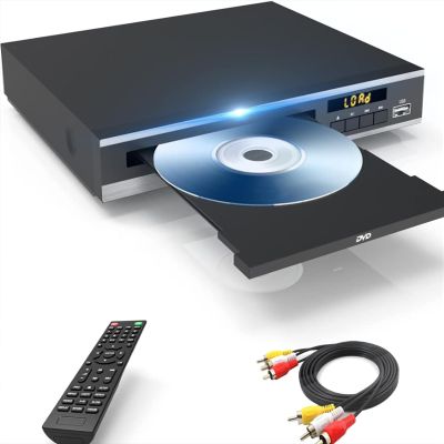 DVD Player, Region Free DVD Players for CD/DVD's, Compact DVD Player Supports NTSC/PAL System with AV Stable Outputs/USB 128G Input, Contains Remote Control and RCA Cable-Not Support HDMI
