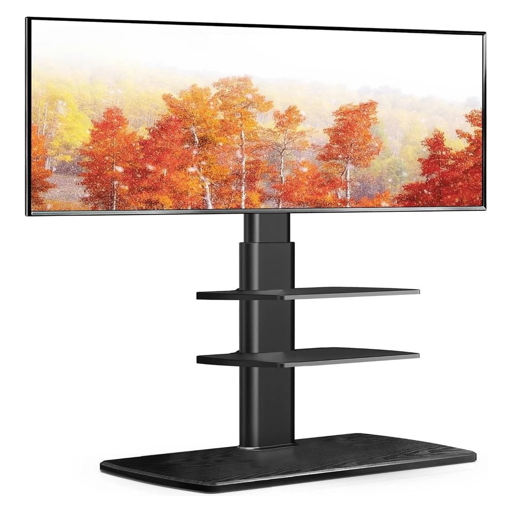 HKIDKK TV Floor Stand for 32 39 40 43 49 50 55 60 65 70 Inch TVs, Tall TV Stands with Sturdy Wood Base, Universal Corner Stand