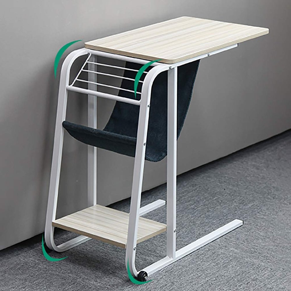 Bedside Laptop Table with Wheel Notebook Stand Reading Holder Multi-Function Overbed Laptop Coffe Table Movable Laptop Desk (Hospital and Home Use) (Color : White)