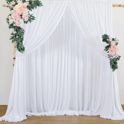 10ftx10ft White Wrinkle Free Backdrop Curtain for Wedding Parties, White Photo Background Curtains Backdrop Drapes for Birthday Baby Shower Anniversary Party Supplies
