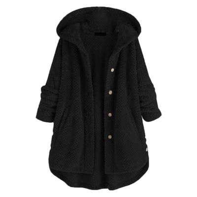 Andongnywell Women's Fashion Long Sleeve Lapel Faux Shearling Coat Jacket Outwear with Pockets Warm Winter (Black,Medium)