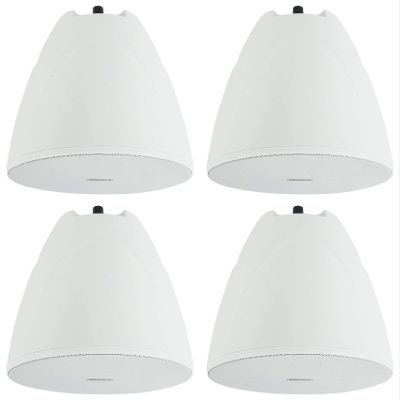 Rockville PEN-65T White 6.5" 70V/100V/8-Ohm Hanging Pendant Speakers, Crisp Audio, Simple Setup, Sturdy Design, Perfect for Offices and Cafes (4 Item)