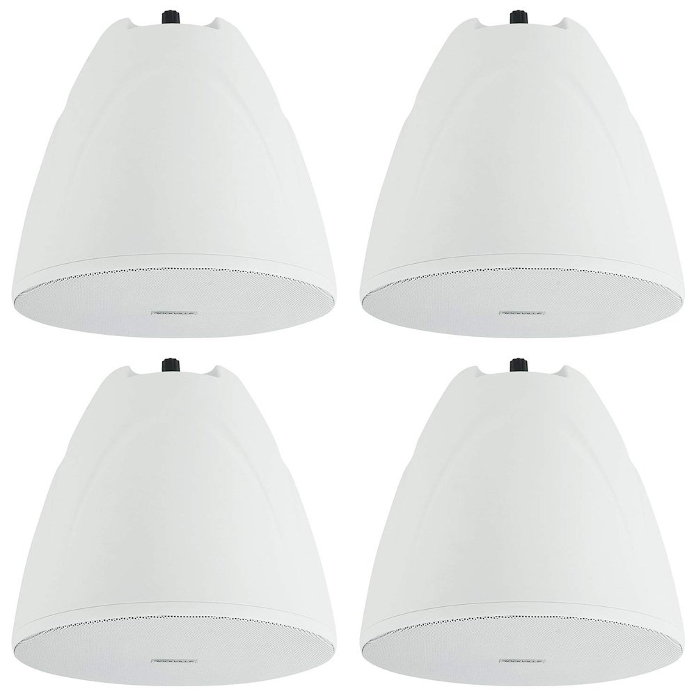 Rockville PEN-65T White 6.5" 70V/100V/8-Ohm Hanging Pendant Speakers, Crisp Audio, Simple Setup, Sturdy Design, Perfect for Offices and Cafes (4 Item)