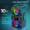 Bluetooth Speaker, 40W (60W Peak) Portable Wireless Speaker with Colorful Lights, Double Subwoofer Heavy Bass, FM Radio, MP3 Player, Bluetooth 5.0, Loud Stereo speakers for Home Outdoor Party Camping view 3
