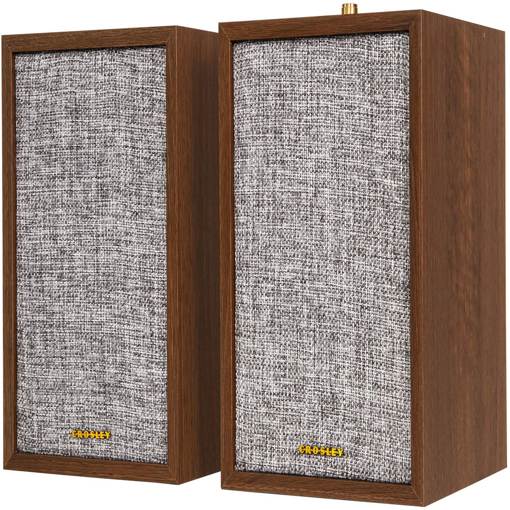 Crosley S200A-WA 4" Active Powered Bluetooth Stereo Speakers with Optical, USB, and Aux Connections, Walnut
