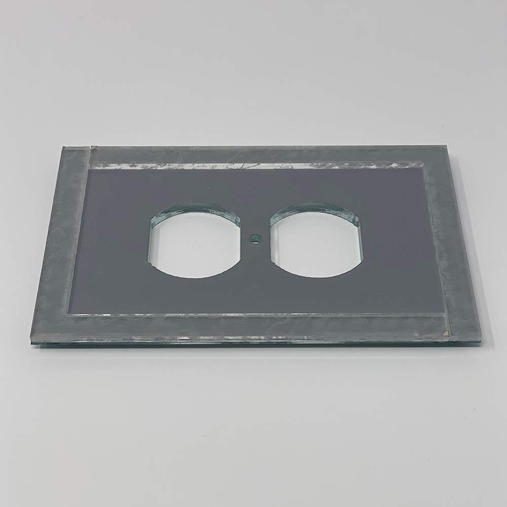 GlassAlike Single Duplex/Plug | Premium 3/16" Thick Acrylic Mirror Wall Plate Cover with Gasket/Frame for Flush Mount | Oversized 3-7/16"x 5" | Looks Like Glass Mirror Only Better | 3 Pack