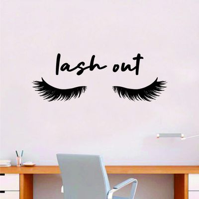 Lash Out V2 Wall Decal Home Decor Sticker Vinyl Art Bedroom Room Quote Teen Girls Daughter Make Up Cosmetics Beauty Salon Eyebrows Eyelashes Eyes Women Beautiful Slay Lipstick Lashes Brows