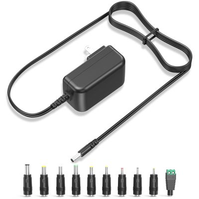 12V 3A 2.5A AC/DC Adapter 36W Universal Switching Power Supply 10 Multi Jacks Adaptor Replacement 12V Regulated Charger 12 Volt 3000mA 2500mA Power Cord Supply Transformer