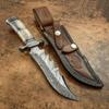 Damascus KE-01186-HK Custom and Handmade Steel Hunting Knife with Leather Sheath view 1