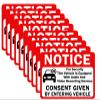 10-Pack Double Sided 3.5"x2.5" - Notice Vehicle is Equipped with Audio and Video Recording Devices Consent by Entering Car Sticker-Vinyl Decal, UV Protected, Waterproof, Indoor&Outdoor Use view 1