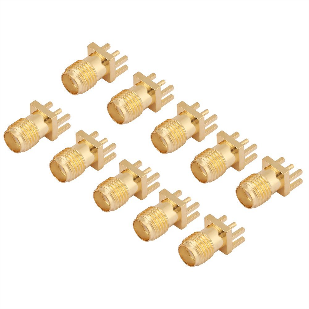 10pcs Brass SMA Socket Connector, Female SMA Connector PCB Mount, SMA Card Female 50 Ohm RF Connectors for Modules