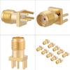 10pcs Brass SMA Socket Connector, Female SMA Connector PCB Mount, SMA Card Female 50 Ohm RF Connectors for Modules view 3