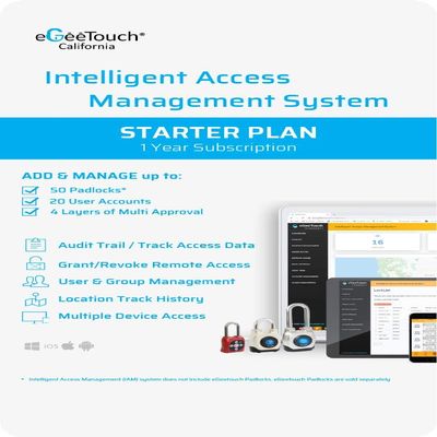eGeeTouch Intelligent Access Management System to Access & Manage Padlocks & Users, Grant & Revoke Access REMOTELY and Track Access History | 1 Year Subscription (Starter Plan) | 14 Days Free Trial