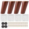 szzijia 4Pcs 6cm 8cm 10cm 12cm 15cm 18cm 20cm Walnut Wood Color Solid Furniture Legs Replacement Legs for Sofa, Bed, Coffee Table (12cm) view 1