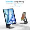 OMOTON Adjustable Tablet Stand for Desk, Upgraded Longer Arms for Greater Stability, T2 Tablet Holder with Hollow Design for Bigger Sized Phones and Tablets Such as iPad Pro/Air/Mini, Black view 2